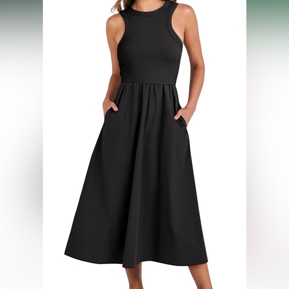 anrabess Dresses & Skirts - Chic A-line Racerback Black Sleeveless Maxi Dress NWOT